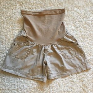Khaki maternity shorts